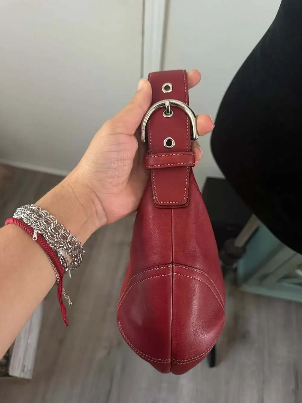 Coach Red Leather Soho Buckle Flap Shoulder Bag Hobo Bag